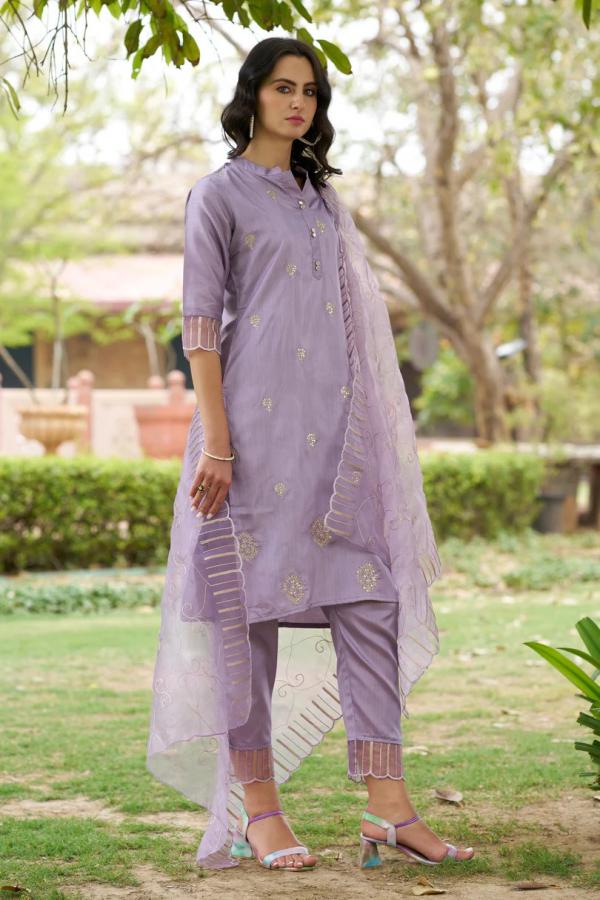 VP 9500 L Silk Blend High Neck Kurta and Trousers Pant Set